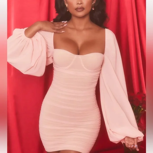 Oh Polly Long Sleeve Pink Mini Dress Oh Polly 'PRECIOUS JEWEL